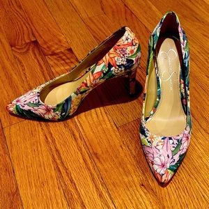 Jessica Simpson floral heels